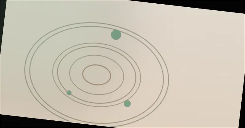 Warm brown orbit pattern suggesting thread looping through a needle