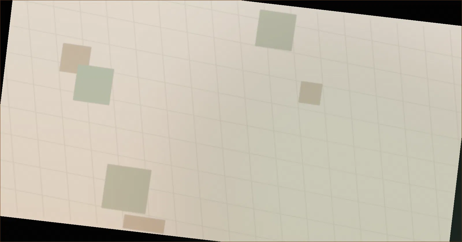 Side by side comparison of a patchwork quilt grid and a glowing game reel grid