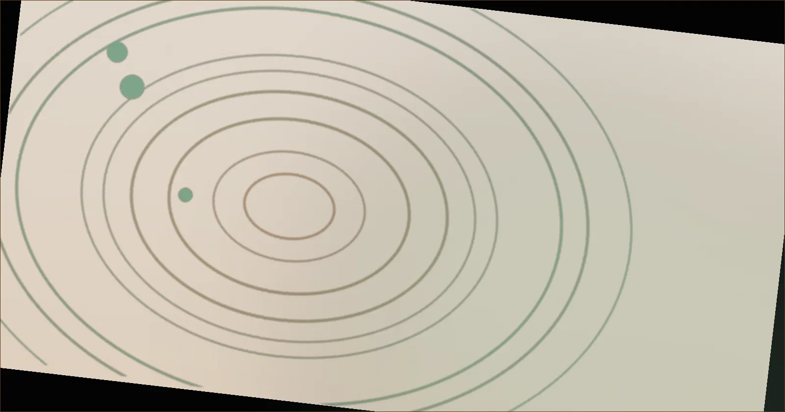 Warm brown orbit pattern suggesting a controlled, deliberate motion